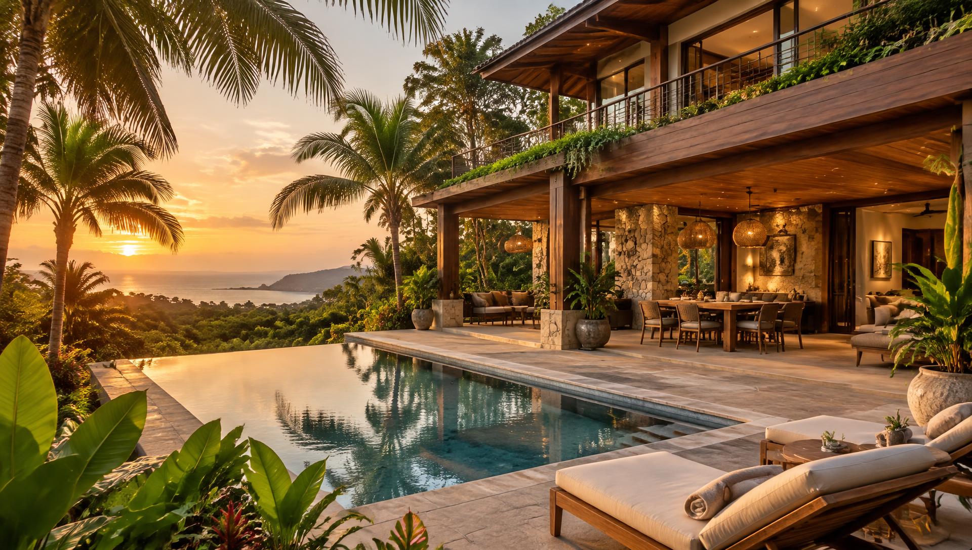 A Costa Rican villa surrounded by tropical greenery